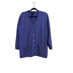 Charter Club Purple Wool Button Up Cardigan Sweater Size XL